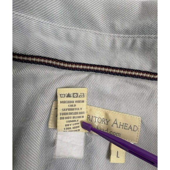 The Territory Ahead SS Shirt 100% Cotton Blue Ombre Stripe Heavyweight Outdoor L - Picture 14 of 14